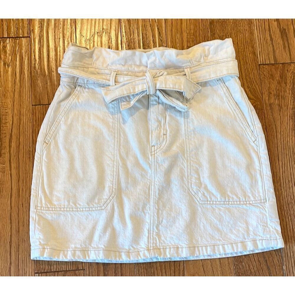 Free People ecru paperbag denim waist skirt size 10 - Picture 9 of 10